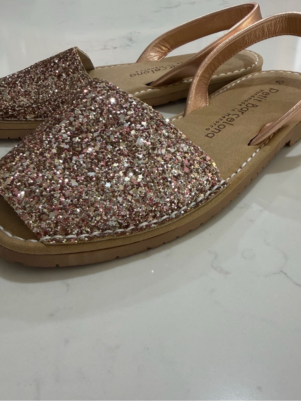 Petit Barcelona Rose Gold Glitter Avarca Sandals EU 40 - Picture 2 of 9